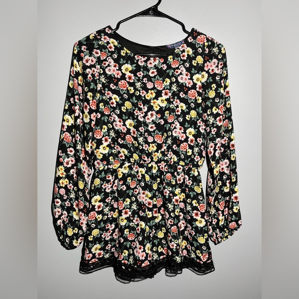 Truly Me Black Floral Romper